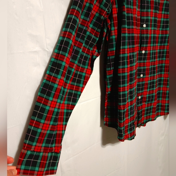 Old Navy NWT Men's XL Slim Fit Button Down Collared Shirt, Red & Green Plaid - Picture 4 of 9